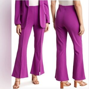 Melloday Pants Magenta Split Hem Pintuck Flare  size L